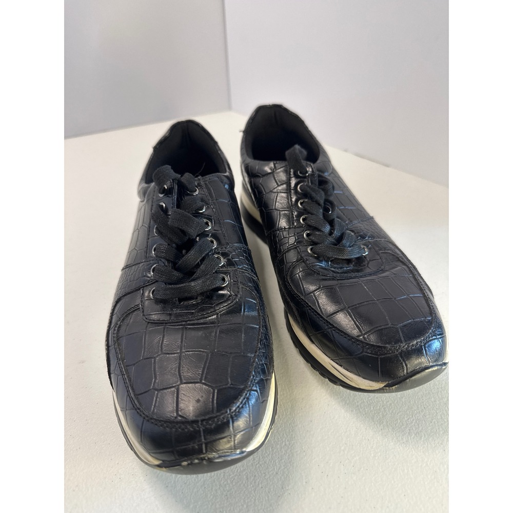 Sio Maverick-000 Mens Black Croc Embossed Low Top Sneakers Size 9